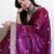 Burgundy ethnic motifs embroidered sequinned organza saree