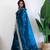 Teal floral embroidered organza saree