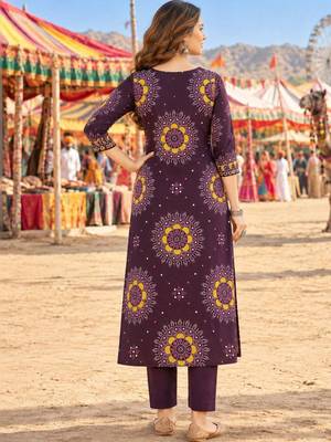 women ethnic motifs printed regular  cotton kurta with trousers & with dupatta 2