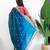 Teal floral embroidered organza saree