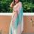 White white & rose gold embellished sequinned  georgette saree