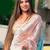 White white & rose gold embellished sequinned  georgette saree