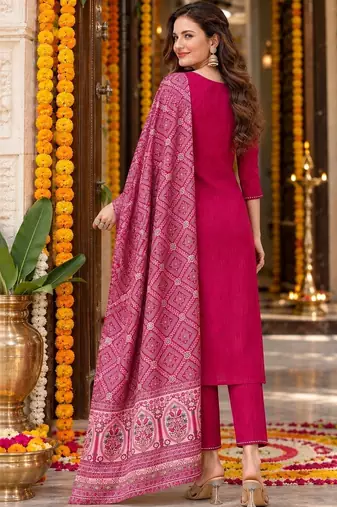 women ethnic motifs embroidered kurta with trousers & with dupatta