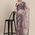 Grey grey & red floral printed organza saree