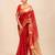 Red zari organza designer banarasi saree