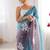 Blue floral embellished sequinned  chiffon saree