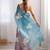 Blue floral embellished sequinned  chiffon saree
