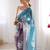Blue floral embellished sequinned  chiffon saree