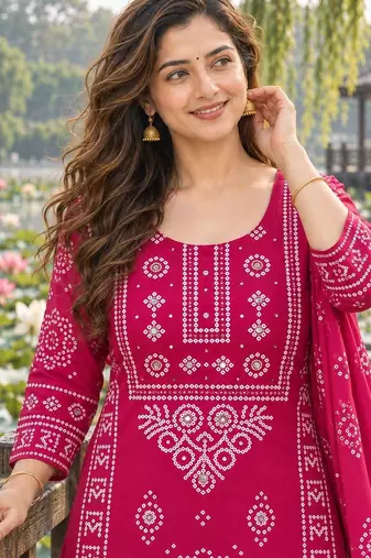 women ethnic motifs printed regular  cotton kurta with palazzos & with dupatta