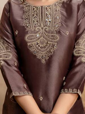 women embroidered regular kurta with palazzos & with dupatta 6
