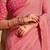 Pink striped printed sequinned  georgette leheriya saree