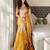 Gold colourblocked printed tissue saree