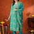 women ethnic motifs embroidered mirror work kurta with trousers & with dupatta