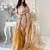 Gold colourblocked printed tissue saree
