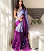 Grey tie and dye tissue saree