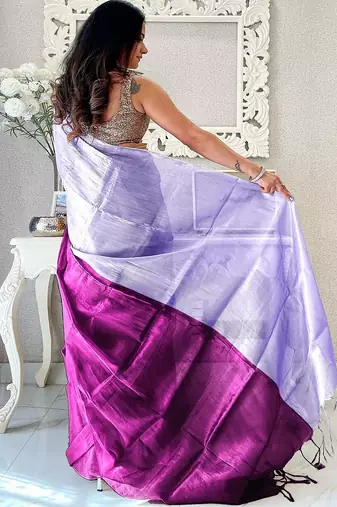 Grey tie and dye tissue saree