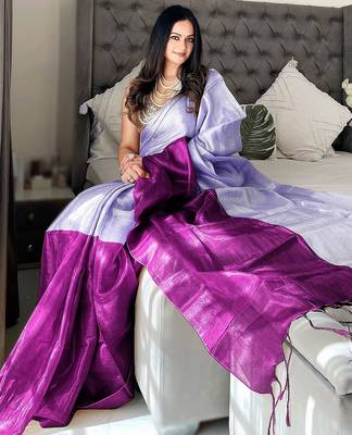 Grey tie and dye tissue saree 3