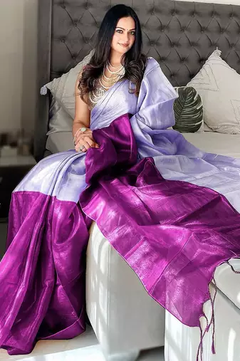Grey tie and dye tissue saree