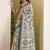 Green batik printed silk blend ready to wear saree
