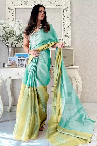 Blue ombre tissue designer saree