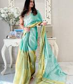 Blue ombre tissue designer saree