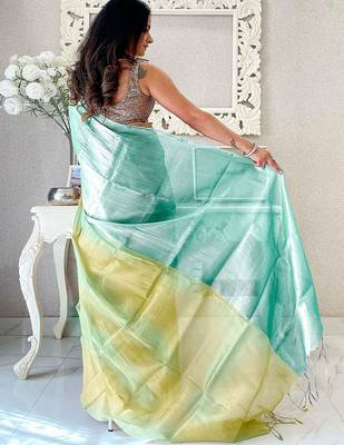 Blue ombre tissue designer saree 2