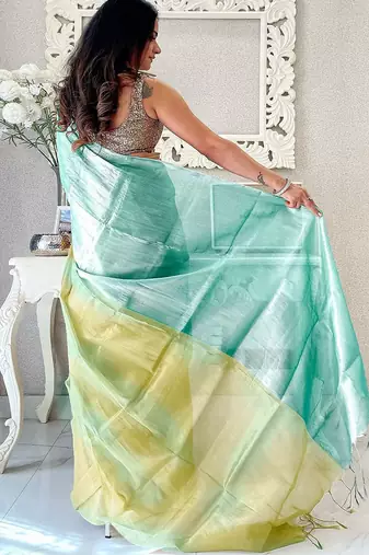 Blue ombre tissue designer saree