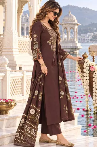 women ethnic motifs embroidered regular thread work  cotton kurta with trousers & with