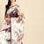 White white & maroon organza printed mysore silk saree