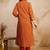women printed regular mirror work  cotton kurta with trousers & with dupatta