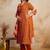 women printed regular mirror work  cotton kurta with trousers & with dupatta