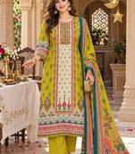 women ethnic motifs printed regular  cotton kurta with trousers & with dupatta