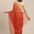 Orange orange & golden checked embroidered organza saree