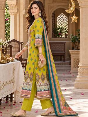 women ethnic motifs printed regular  cotton kurta with trousers & with dupatta 4