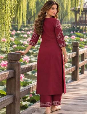 women ethnic motifs printed regular mirror work  cotton kurta with palazzos & with dupatta 4