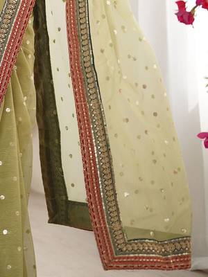Green embellished sequinned saree 4