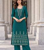 women ethnic motifs printed regular mirror work  cotton kurta with palazzos