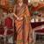 Orange ethnic motifs printed zari banarasi saree