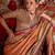 Orange ethnic motifs printed zari banarasi saree