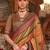 Orange ethnic motifs printed zari banarasi saree