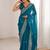 Teal ethnic motifs zari satin heavy work saree