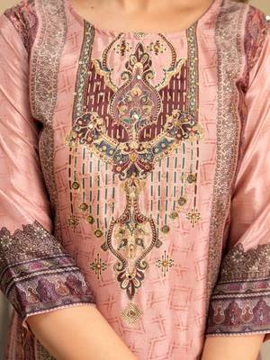 women ethnic motifs embroidered regular thread work kurta with palazzos & with dupatta 2