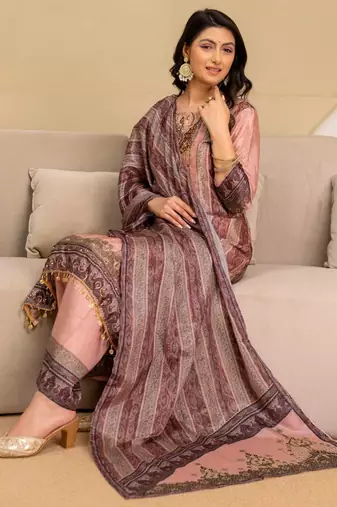 women ethnic motifs embroidered regular thread work kurta with palazzos & with dupatta