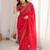Red red embellished embroidered satin heavy work saree unstiched blouse