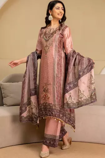 women ethnic motifs embroidered regular thread work kurta with palazzos & with dupatta