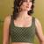 Green batik printed silk blend ready to wear saree