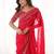 Red red embellished embroidered satin heavy work saree unstiched blouse
