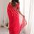Red red embellished embroidered satin heavy work saree unstiched blouse