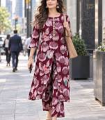 women floral printed regular beads and stones kurta with trousers