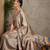 Cream striped satin tussar saree